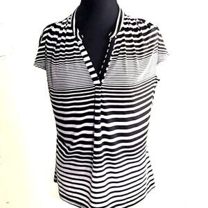 Worthington Sleeveless Top, Black & White Stripe, Size XL, NWOT